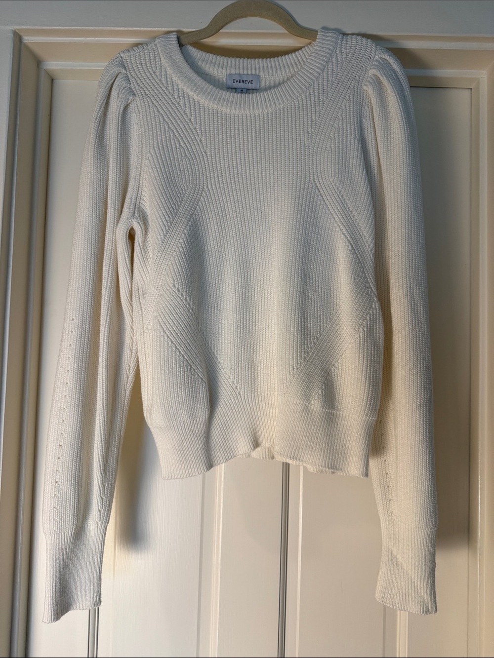 Evereve White Textured Crewneck Sweater